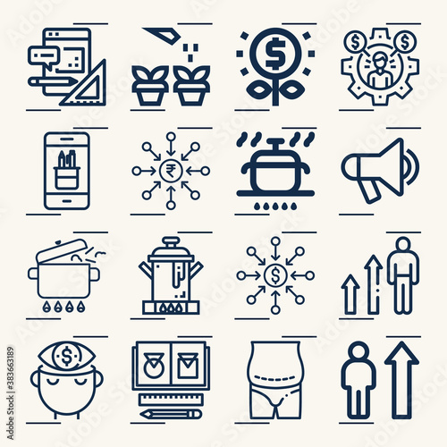 Simple set of corporation related lineal icons.