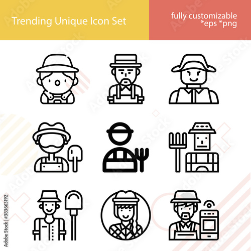 Simple set of wisconsin related lineal icons.