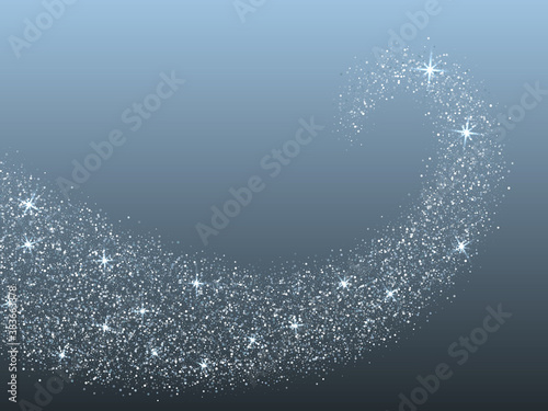 Blue new year confetti dust vector shiny background.