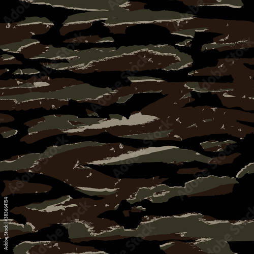 Vector seamless camo tiger stripe army fatigue pattern design