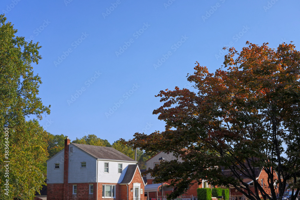 autumn landscape with a house in Rosedale Baltimore Maryland