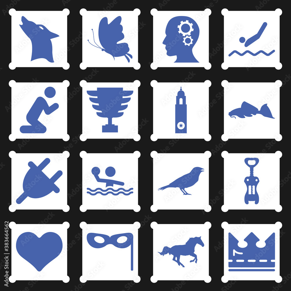 16 pack of crushed  filled web icons set