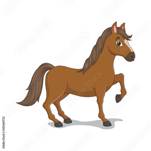 Cartoon funny horse isolated on white background