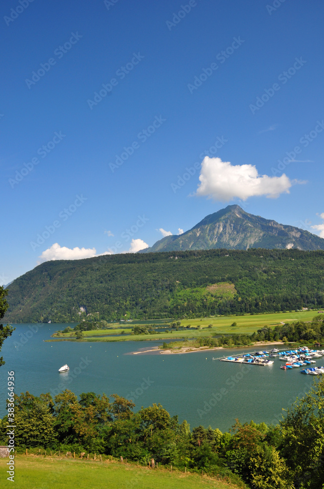 Panoramic view of Lucerne Lake.