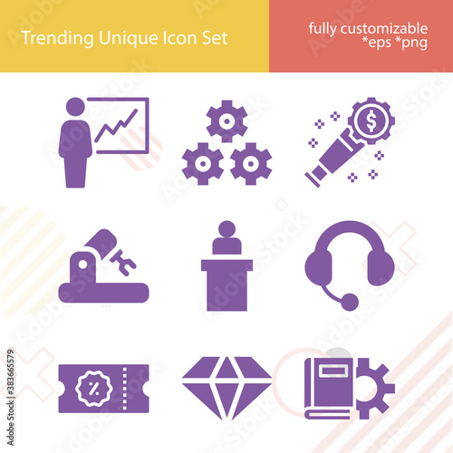 Simple set of performance related filled icons.