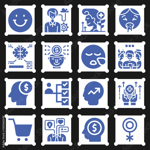 16 pack of tendencies  filled web icons set
