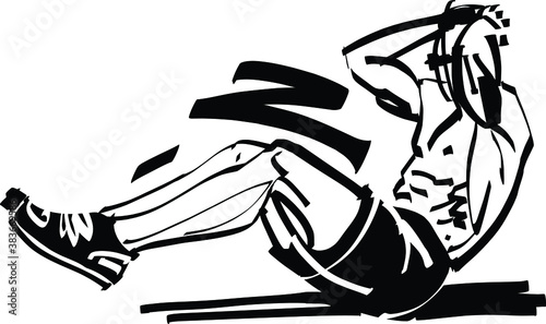 the vector illustration of the fit female athlete doing sit ups exercise