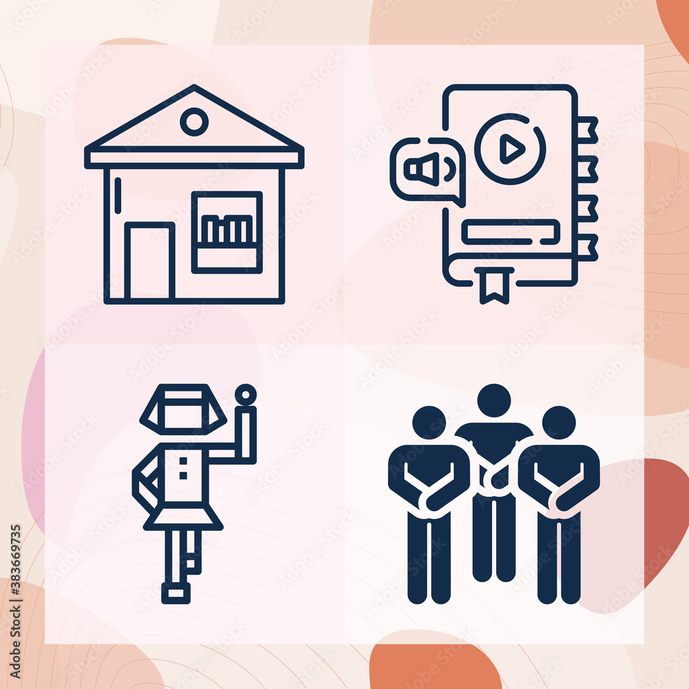 Simple set of literary related lineal icons Simple set of literary related lineal icons