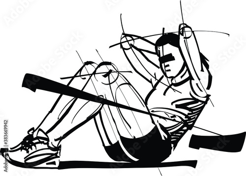 the vector illustration of the fit female athlete doing sit ups exercise
