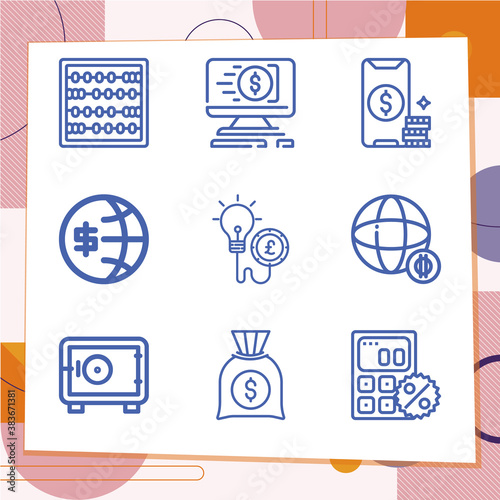 Simple set of 9 icons related to dependent