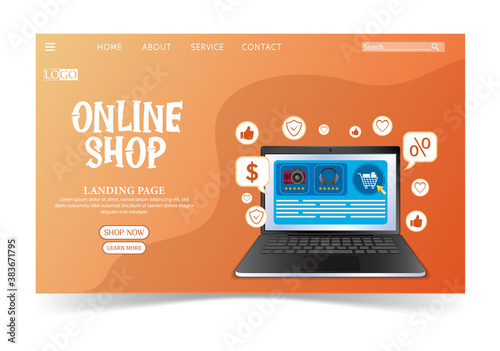 Shopping Online design concept with laptop