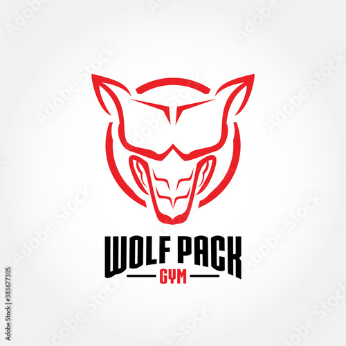 Wolf Pack Gym symbol concept
a combination of six pack abs and wolf head