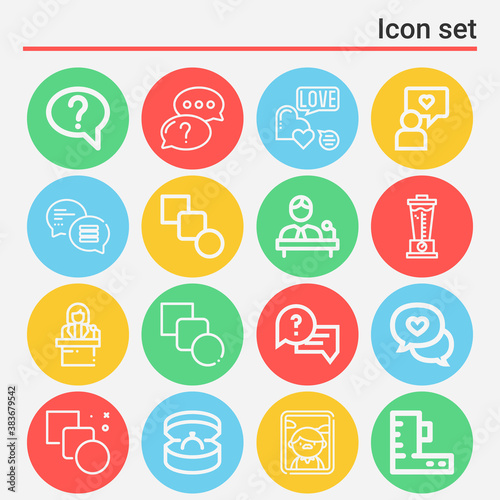 16 pack of amendment  lineal web icons set