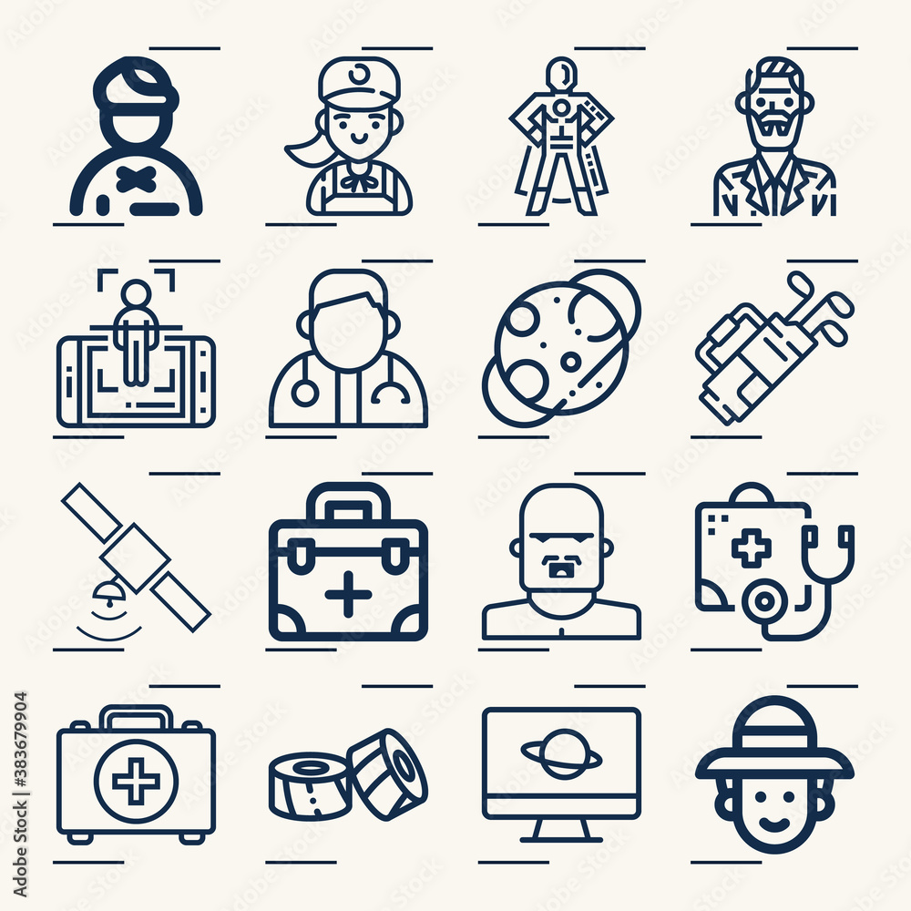 Simple set of staff related lineal icons. Simple set of staff related lineal icons.
