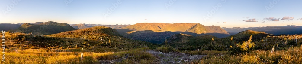 Fototapeta premium Panoramic view at the mont Ernest-Laforce, in the Gaspesia national park, Canada