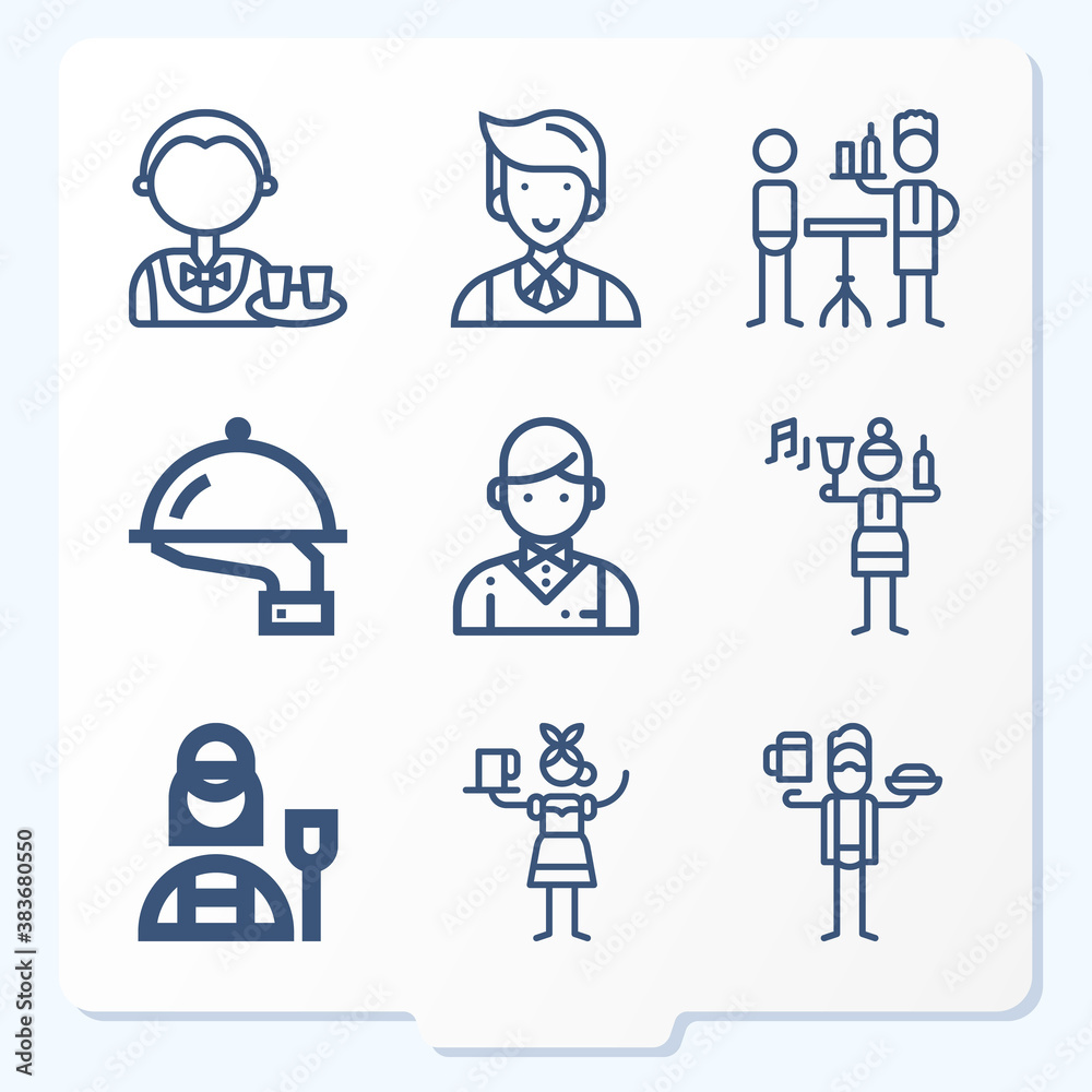 Simple set of 9 icons related to butler Simple set of 9 icons related to butler