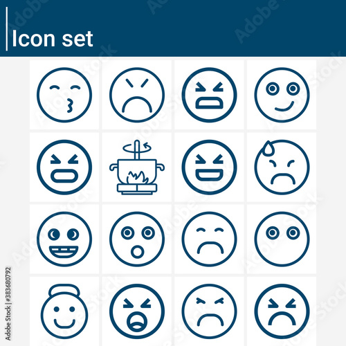 Simple set of resentment related lineal icons.