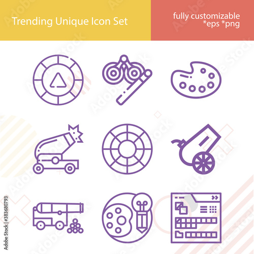 Simple set of plate armour related lineal icons.