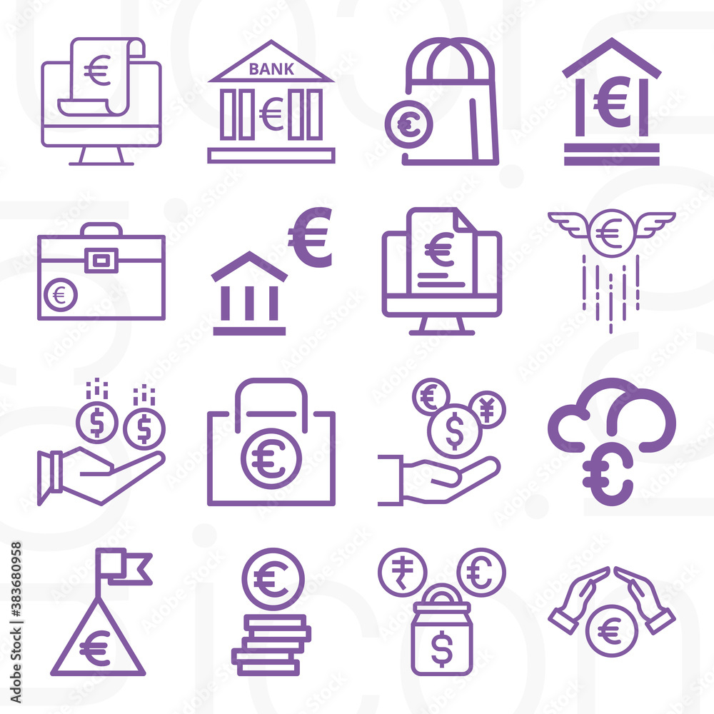 16 pack of paper money lineal web icons set 16 pack of paper money lineal web icons set
