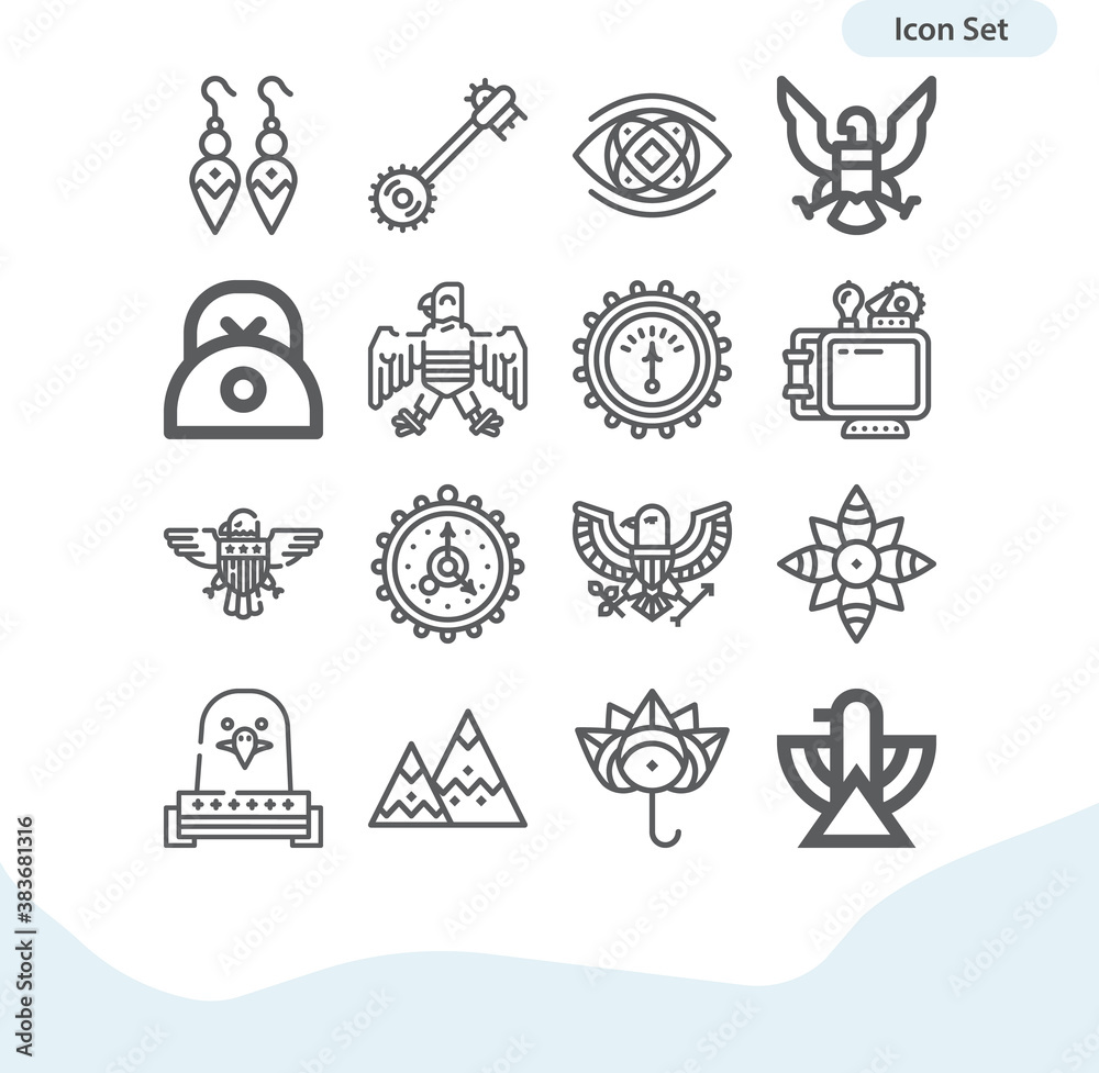 Naklejka premium Simple set of owl related lineal icons.