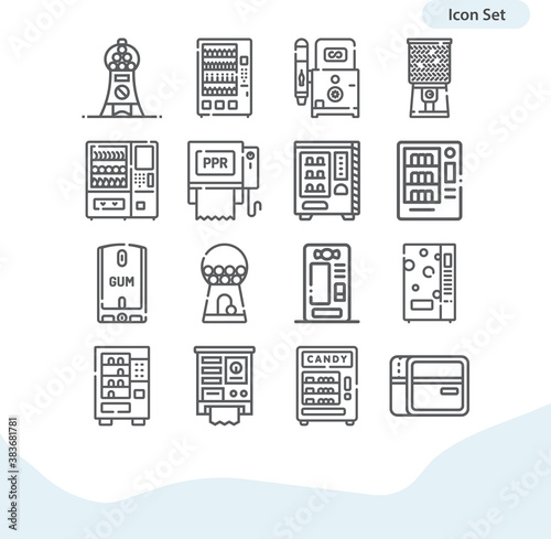 Simple set of vending machine related lineal icons.