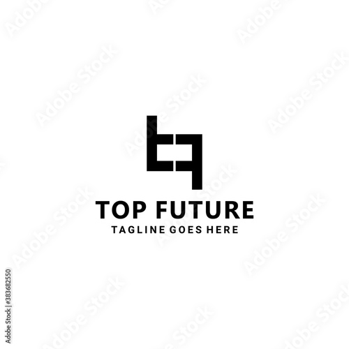 Creative illustration modern F,T or T,F sign geometric logo design template