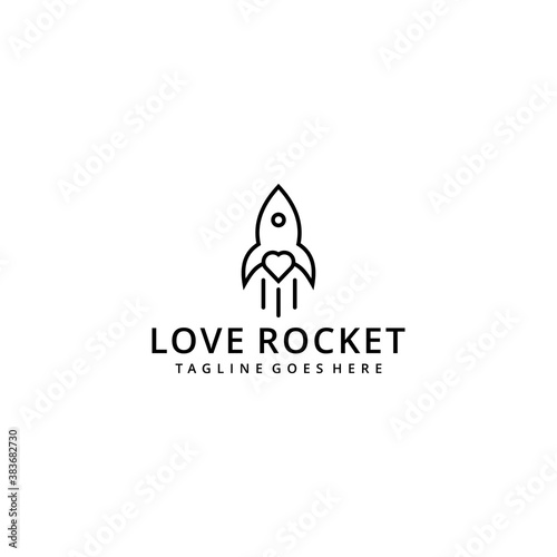 Creative modern illustration rocket space with heart logo icon vector template