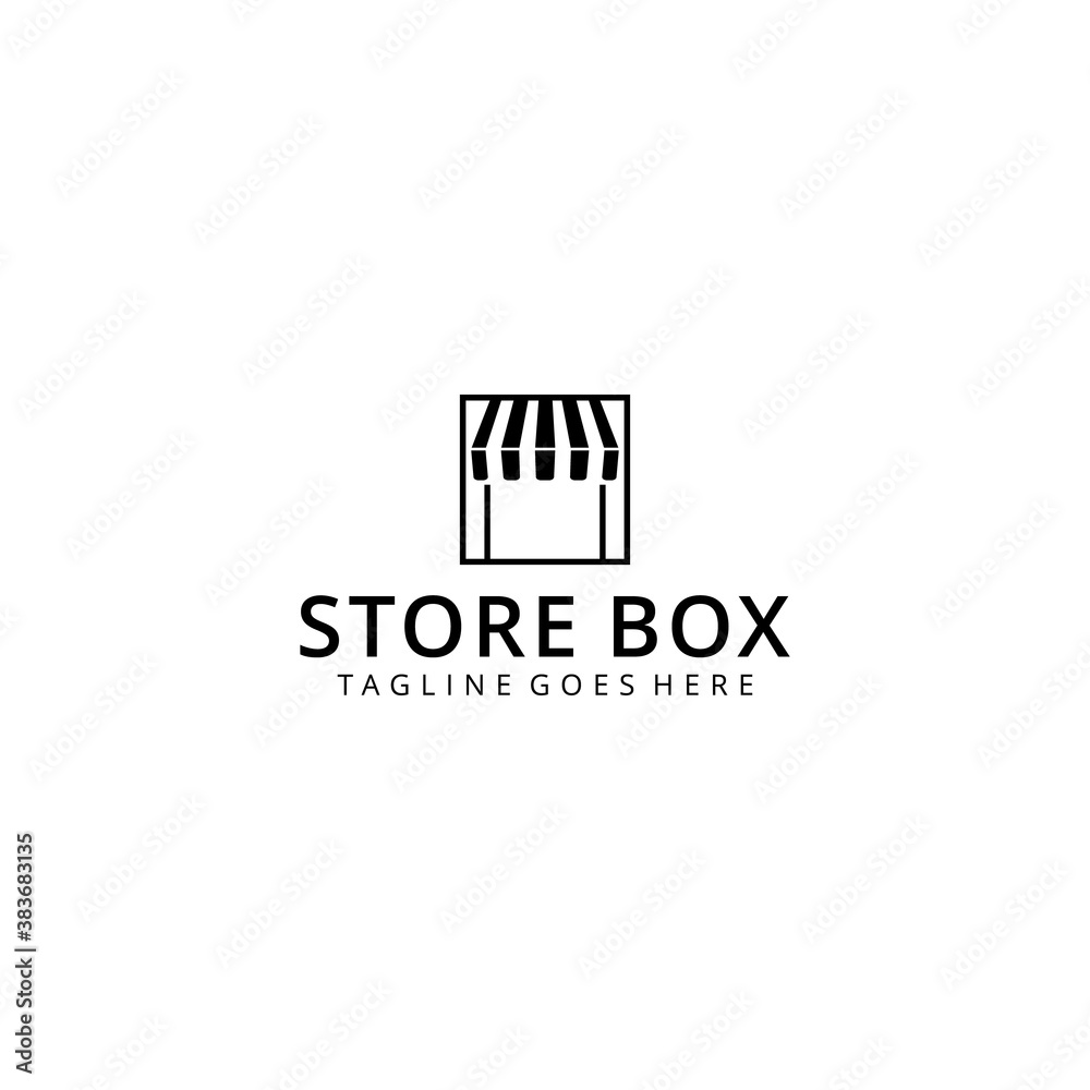 Illustration store on shop building sign logo design template