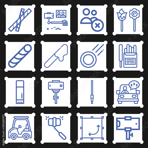 16 pack of spindle  lineal web icons set