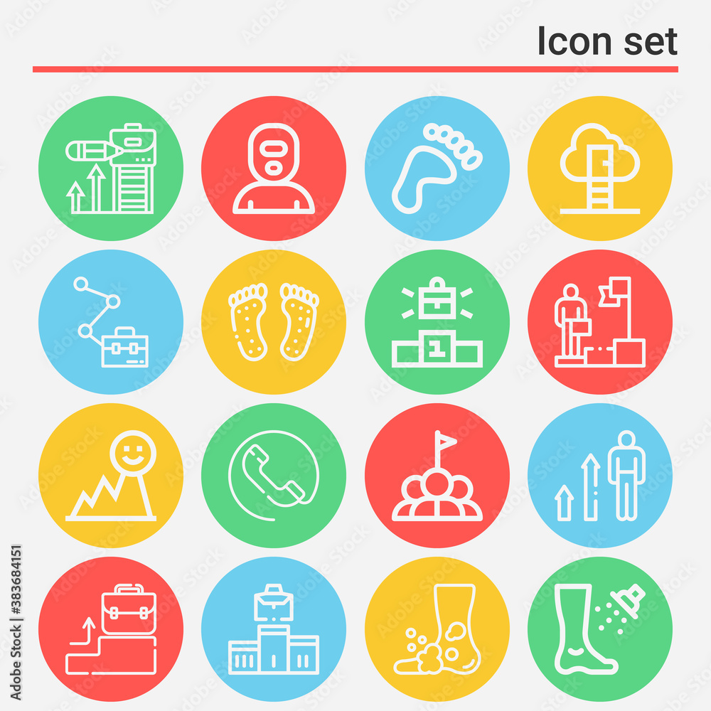 Fototapeta premium 16 pack of yards lineal web icons set