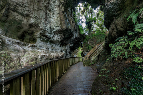 Natural bridge and caves on Mangapohue, Waikato - New Zealand. September 2020