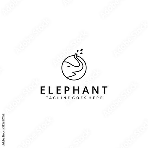 Creative animal elephant silhouette line art logo style design template illustration