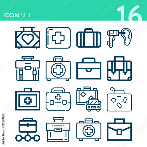 Simple set of 16 icons related to basic