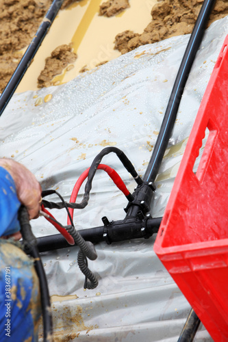 A geothermal heating system is built. photo