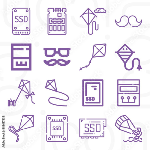 16 pack of declared  lineal web icons set