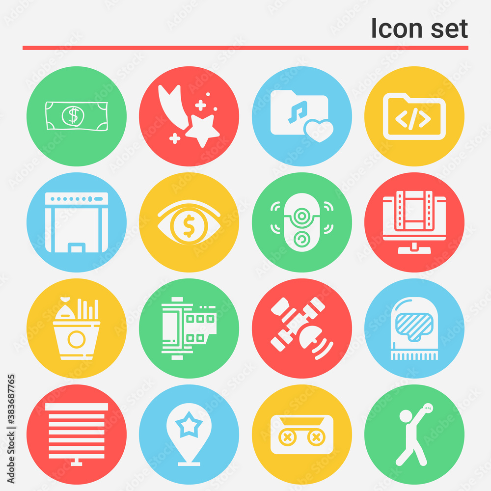 16 pack of movie  filled web icons set