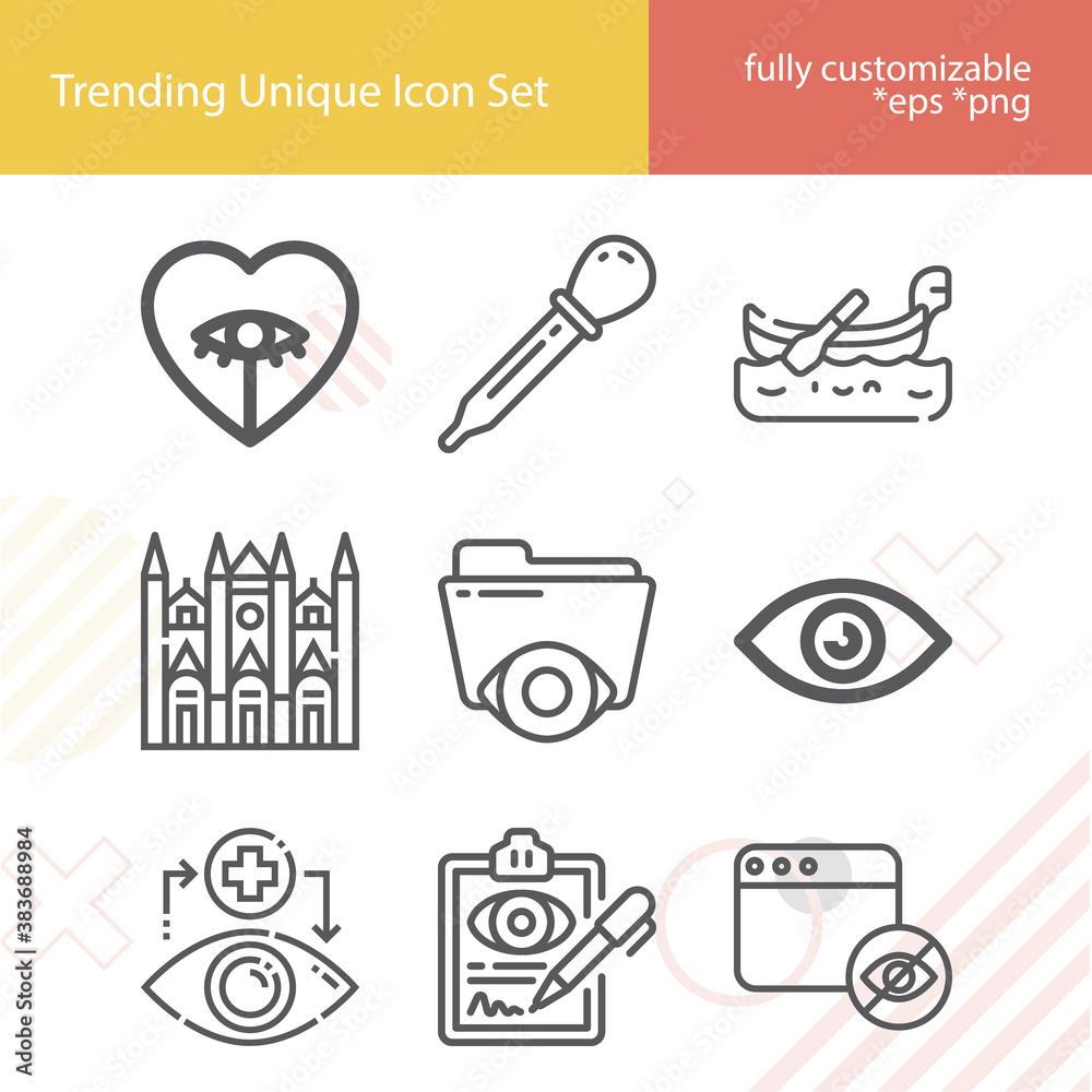 Simple set of retinal related lineal icons. Simple set of retinal related lineal icons.