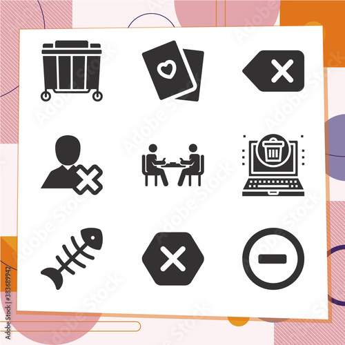 Simple set of 9 icons related to discard