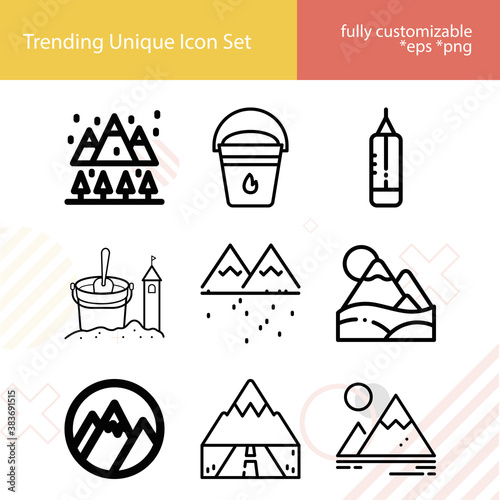 Simple set of beaches related lineal icons.