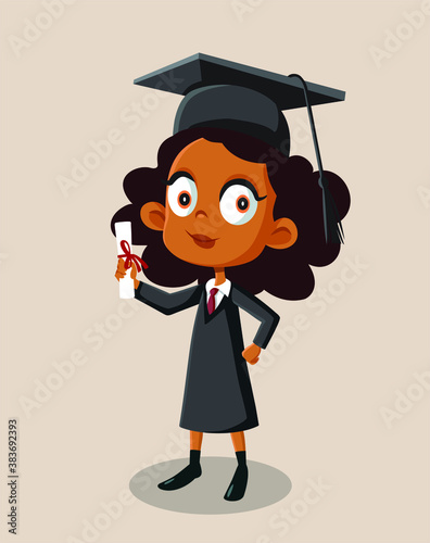 African Girl Graduating School Holding Diploma