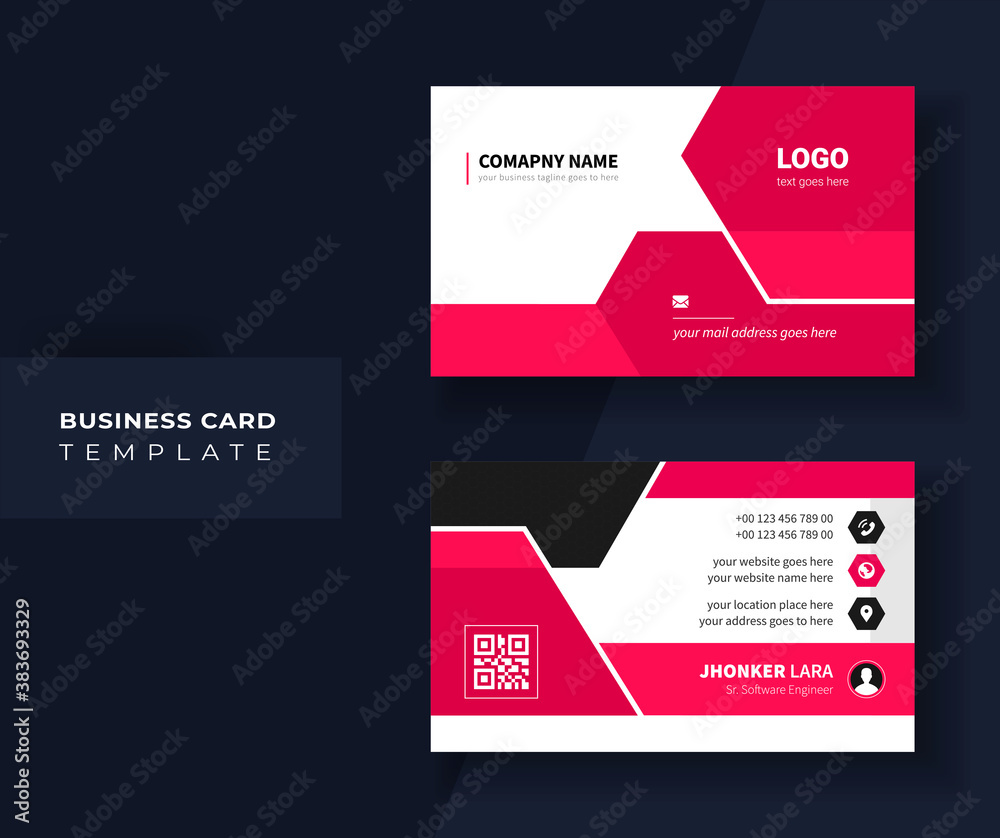 Fototapeta premium Modern red and black business card design