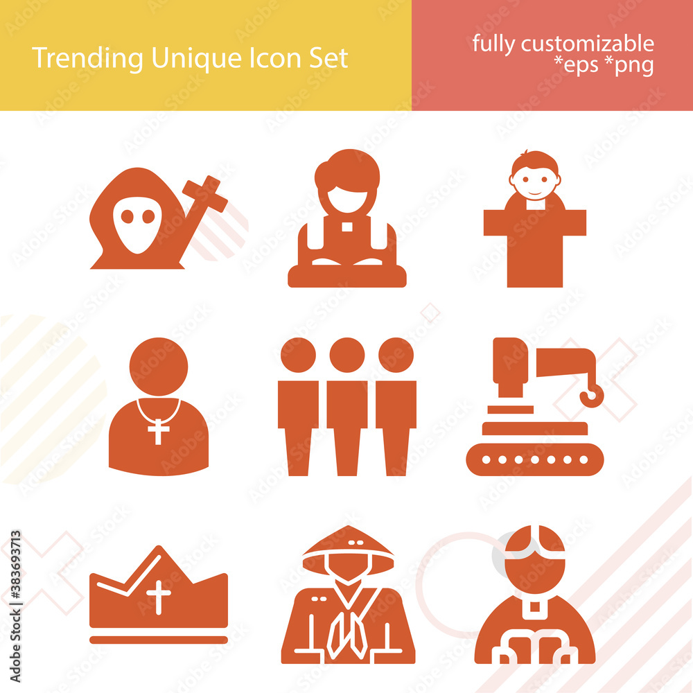 Simple set of monk related filled icons. Simple set of monk related filled icons.