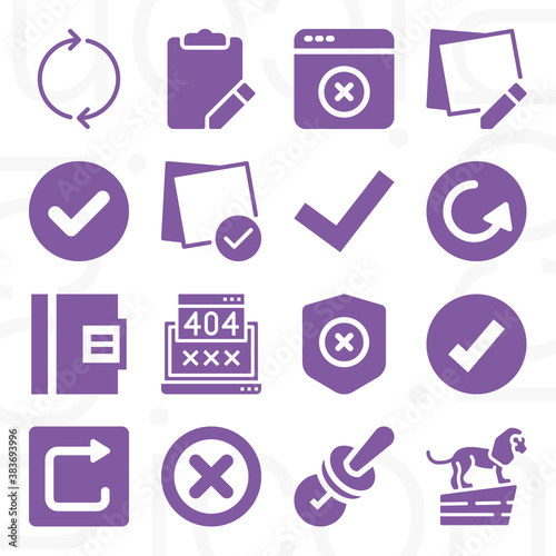 16 pack of checking  filled web icons set