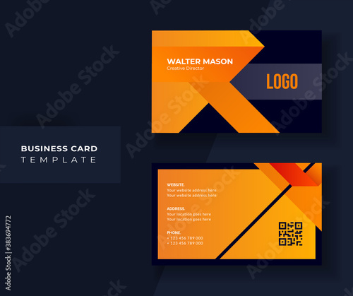 Unique business card Design. With Gradient orang color