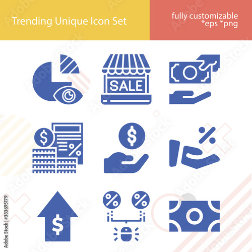 Simple set of taxes related filled icons.