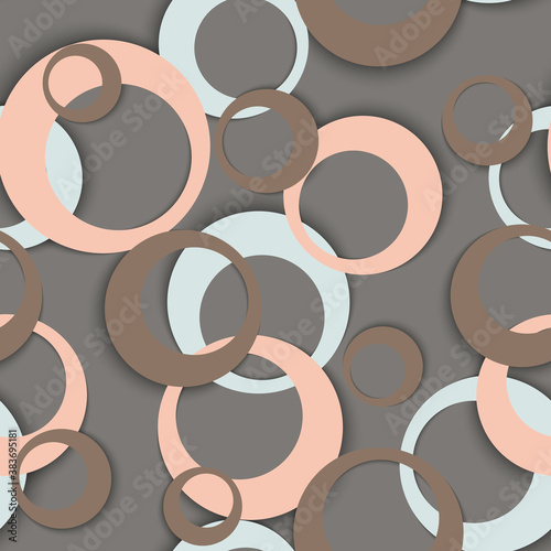 Circle rings geometric seamless pattern, round shapes
