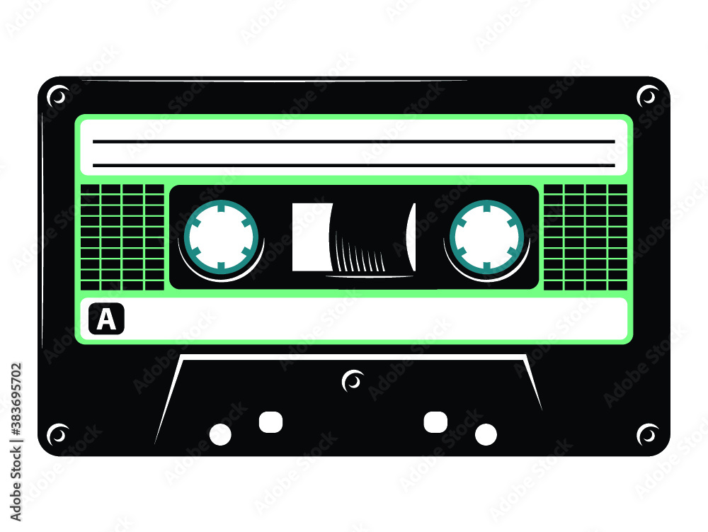 Obraz premium Retro vintage cassette tape vector art illustration isolated on white background.
