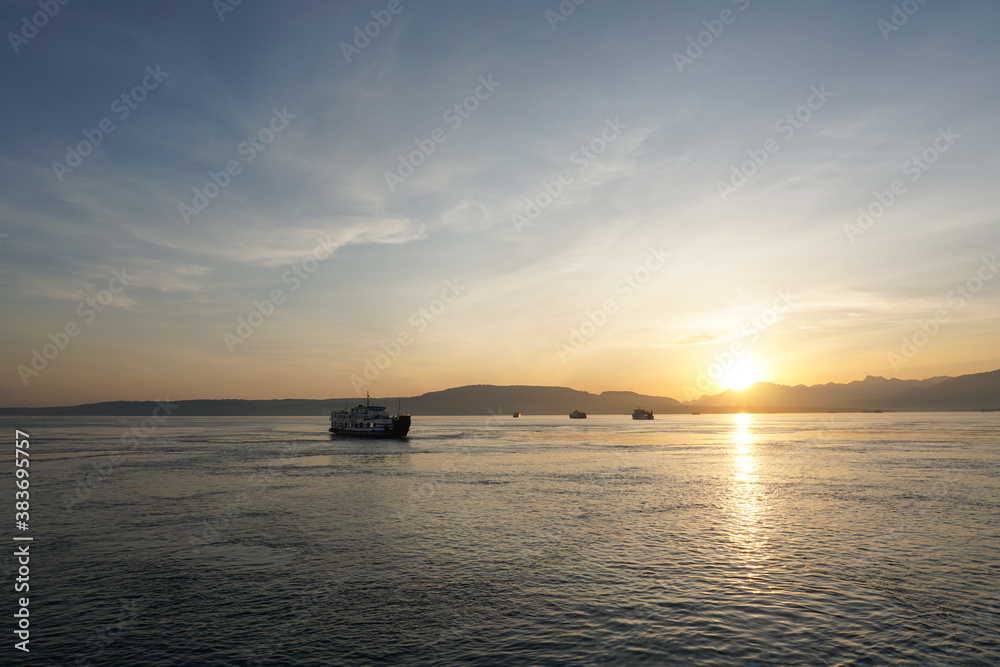 View from Ketapang Harbour Banyuwangi East Java Indonesia.