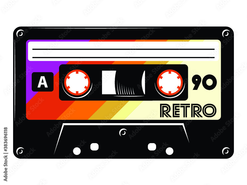 Audio cassette tape Retro vintage mixtape vector illustration isolated on  white background. Stock Vector | Adobe Stock