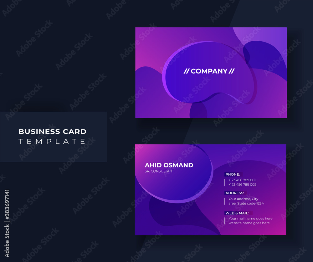 Abstract Shape Business card template. Gradient Color.